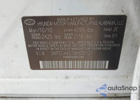 2011 Hyundai Sonata Limited z USA, uszkodzony, nr VIN 5NPEC4AC7BH031121